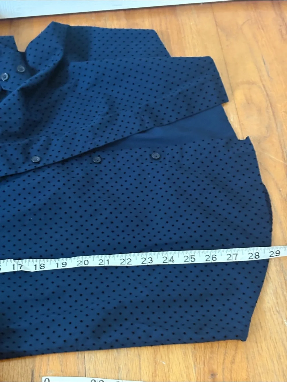 Express Men’s Slim Navy Blue Dot-Print Dress ShirtSize M (15-15 1/2)